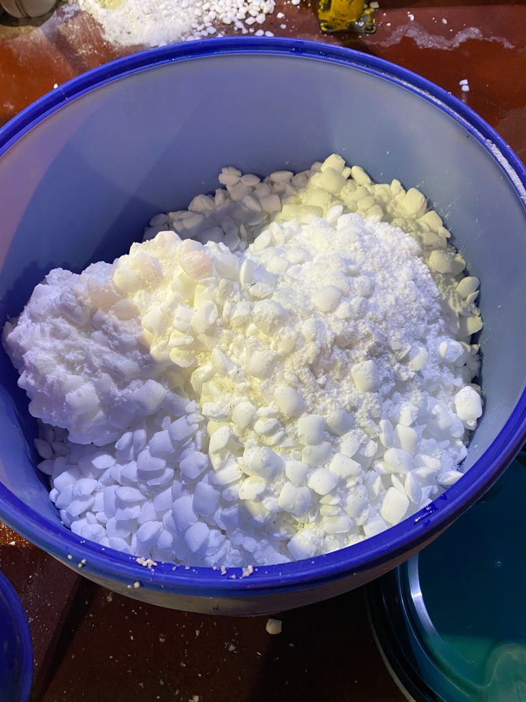 spilled Maleic acid was put into drums