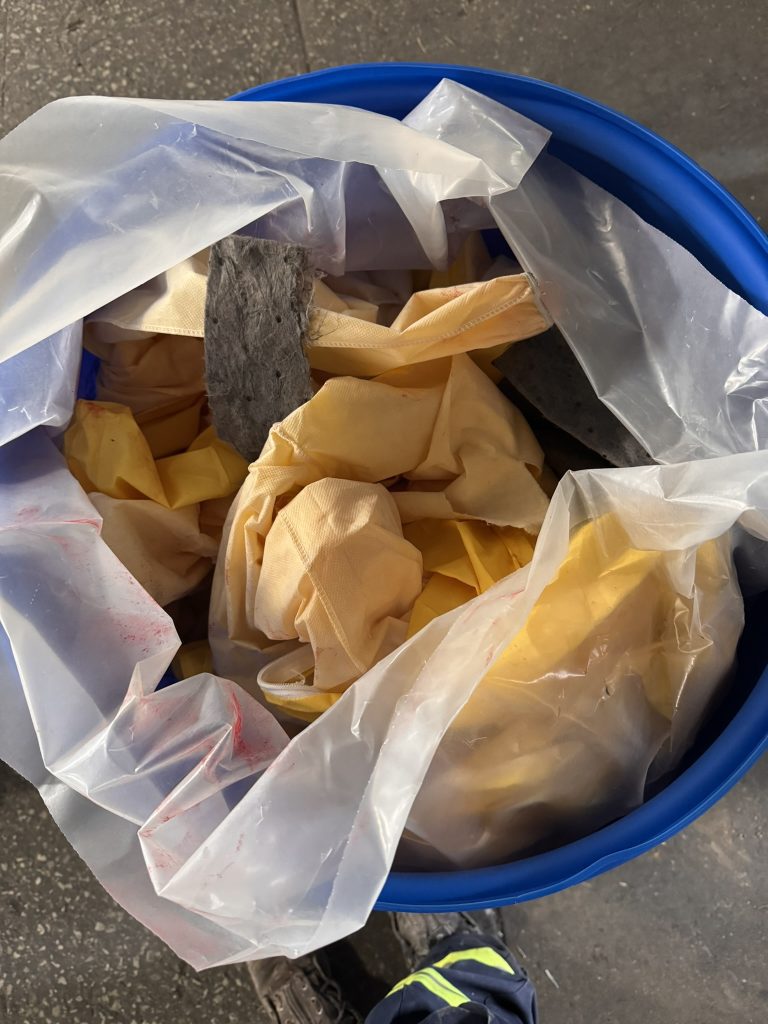 waste after professional spill clean up