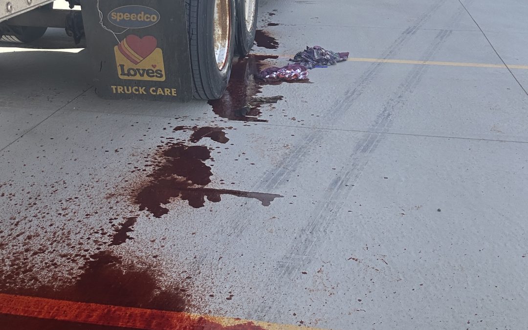 damaged freight in transport created a spill