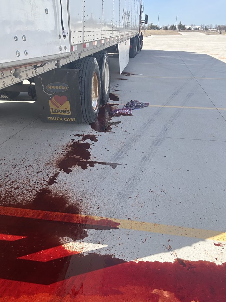 damaged freight in transport created a spill