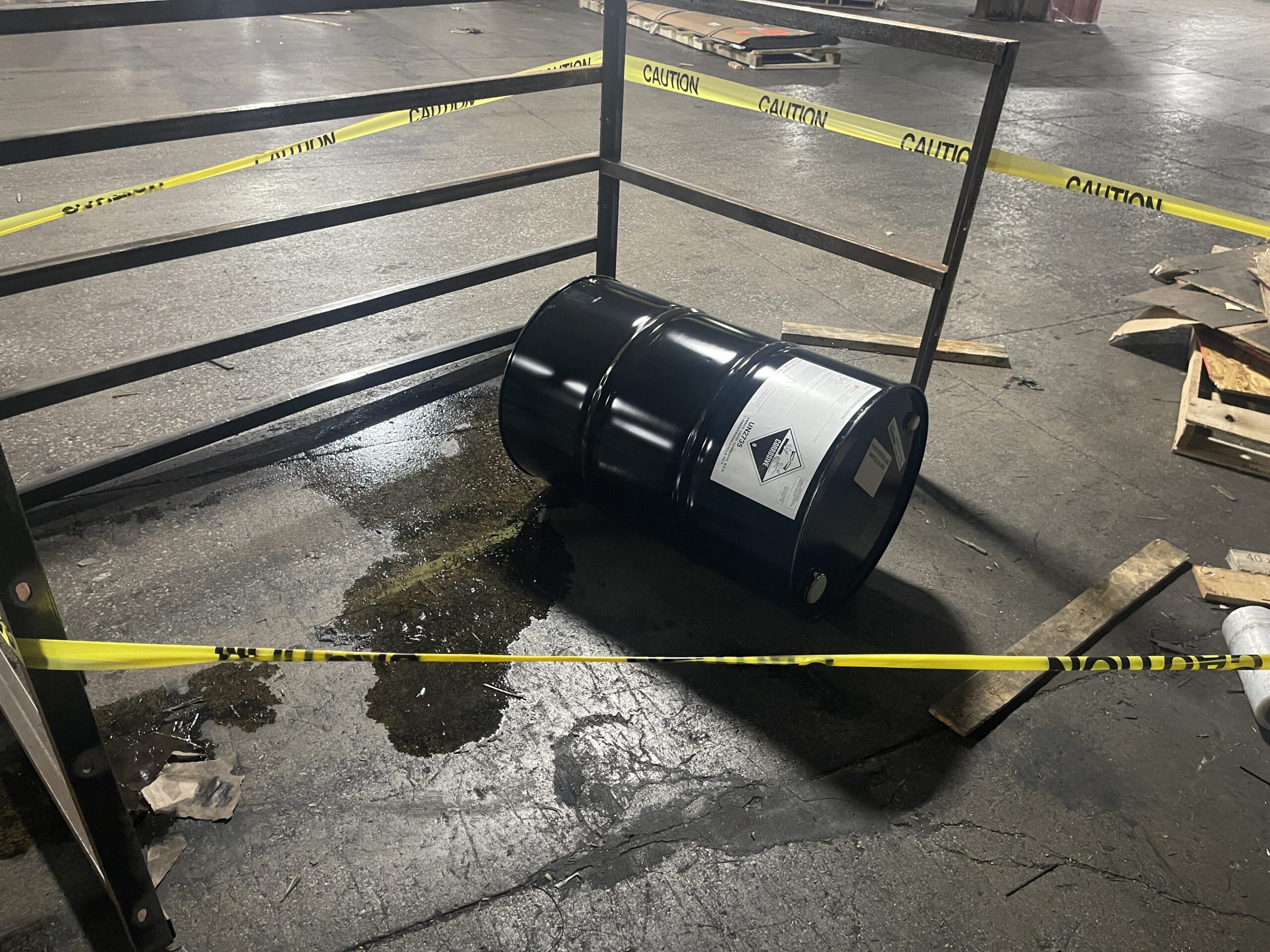 corrosive liquid spill